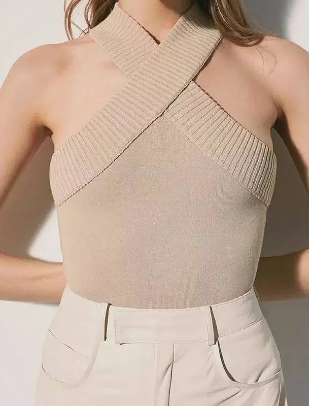 Cross Strap Neck Sweater Top