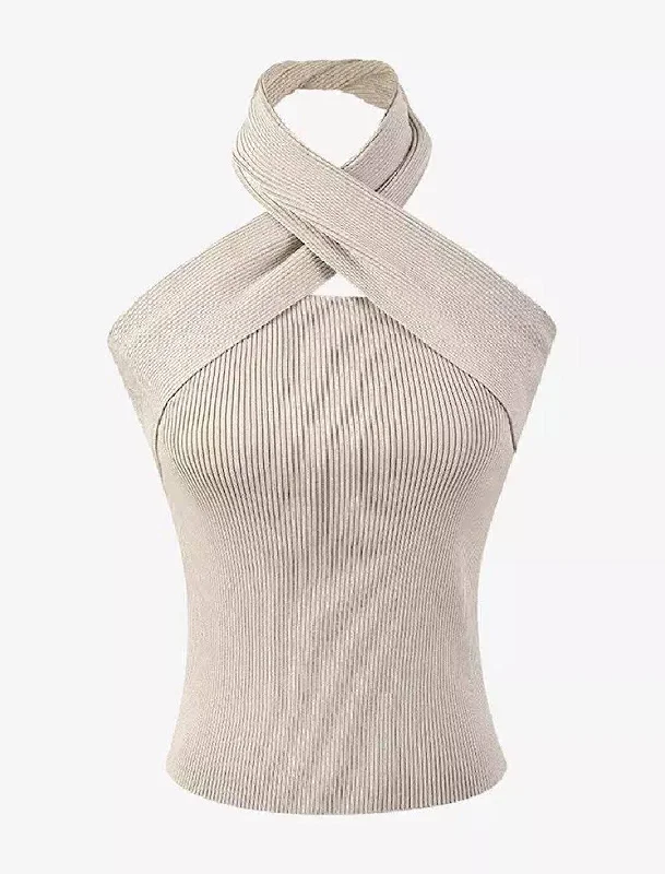 Knit Halter Neck Sweater Top