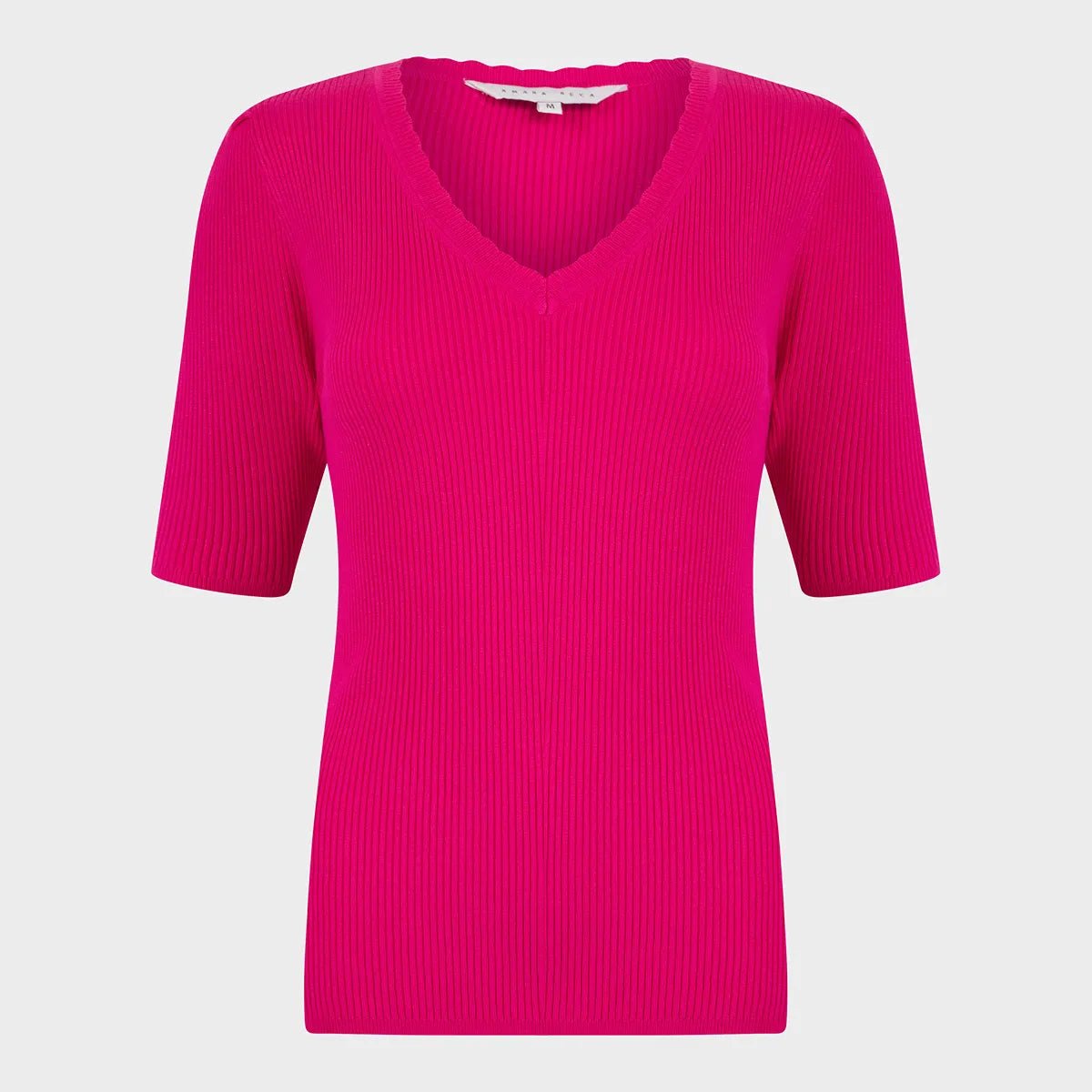 Ladies Ribbed Short Sleeve Jumper