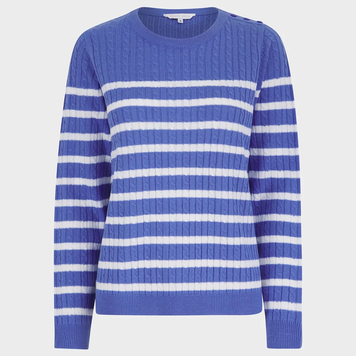 Ladies Striped Cable Knit Jumper