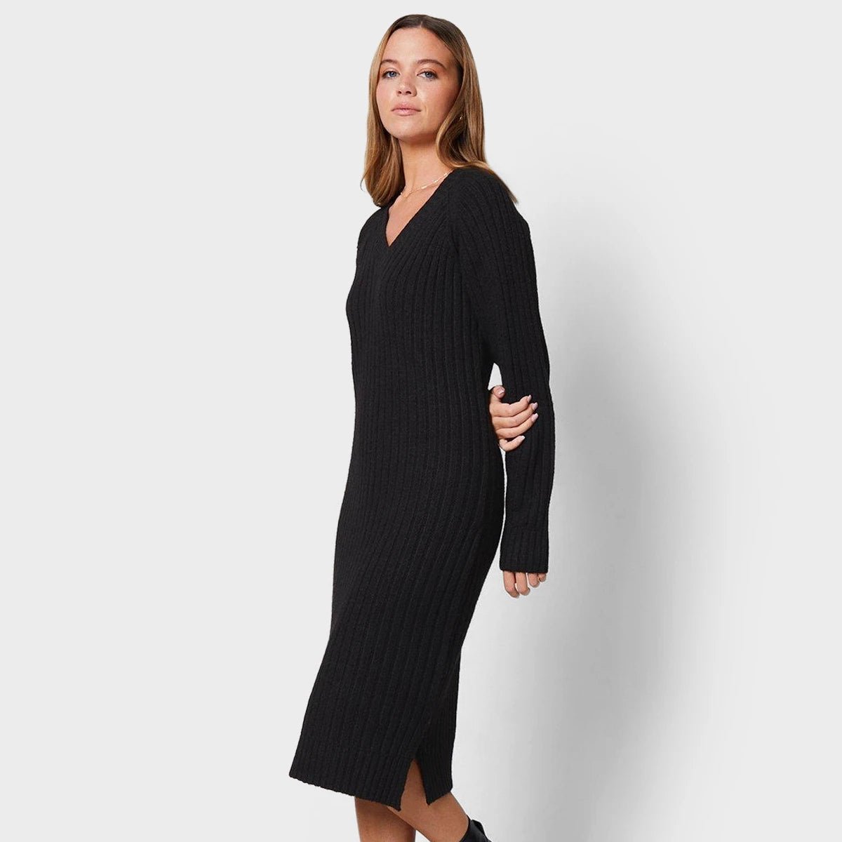 Threadbare Ladies V Neck Midi Dress