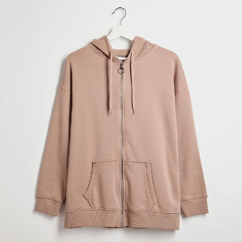 Ladies Zip Thru Hoody Stone