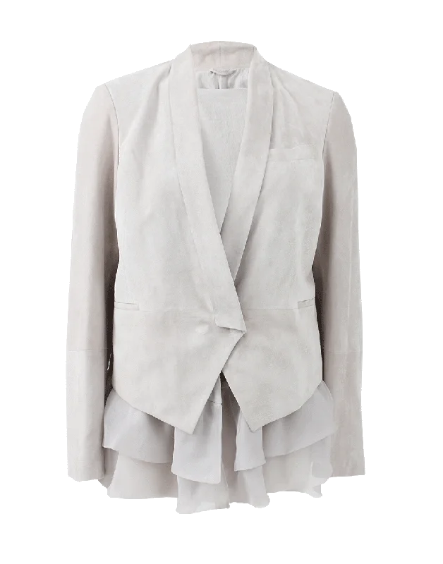 Organza Ruffle Suede Blazer