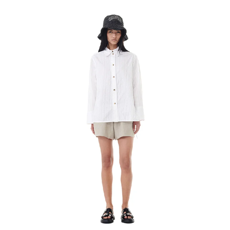 Tonal Stripe Oversized Shirt (Bright White)