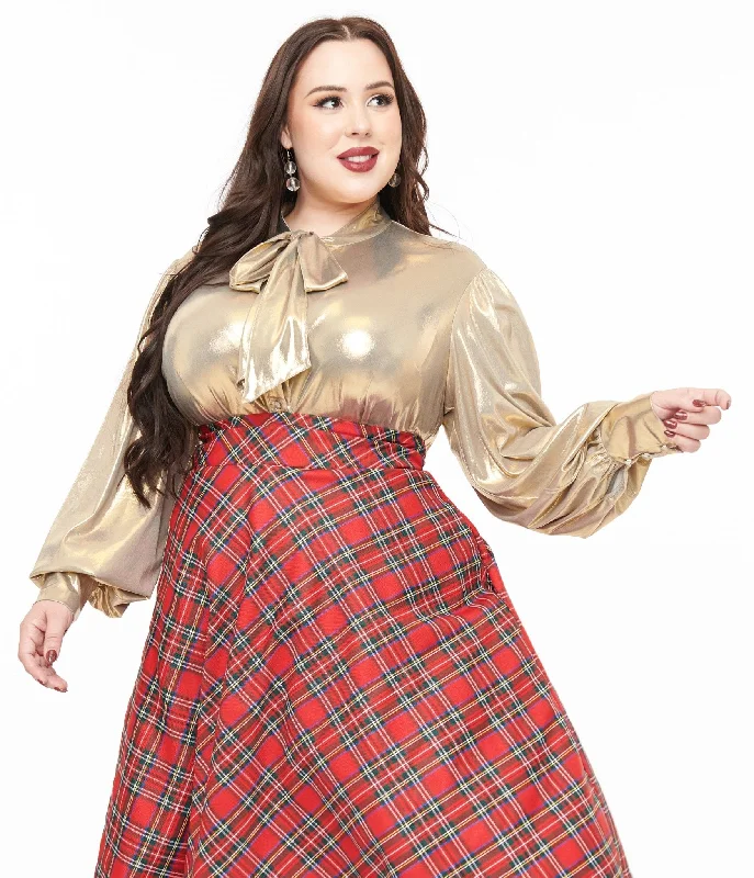 Unique Vintage Plus Size 1950s Metallic Gold Gwen Blouse