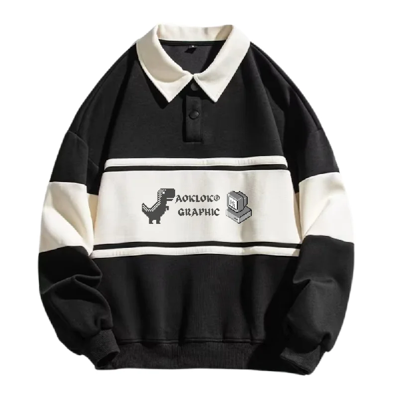 AG Dinosaur Contrasting Polo Sweatshirt