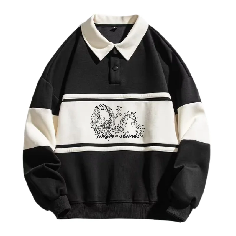 AG Dragon Contrasting Polo Sweatshirt