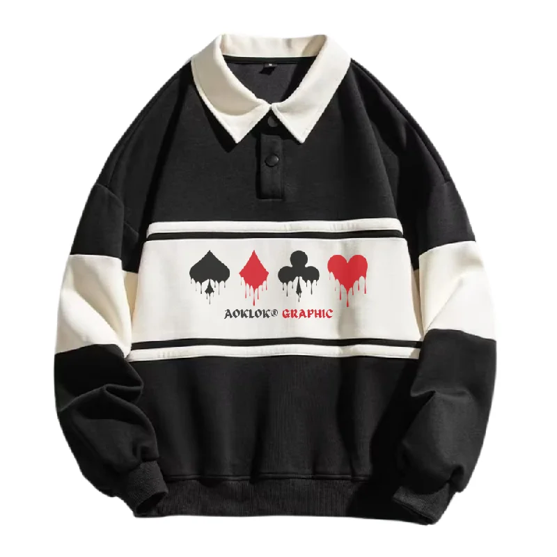 AG Poker Contrasting Polo Sweatshirt