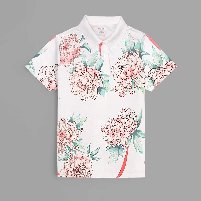 Guess White Floral Polo