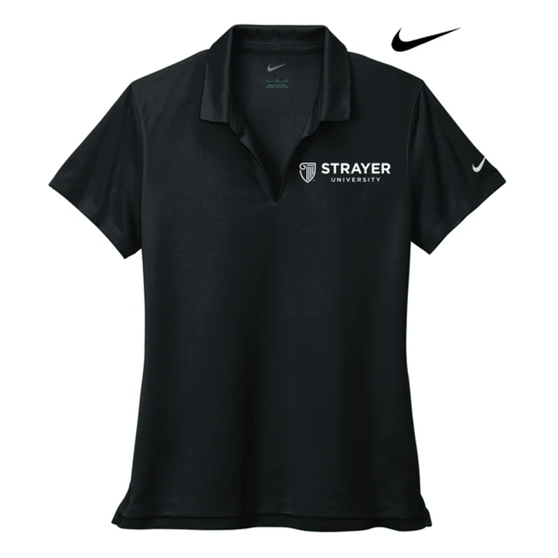 NEW STRAYER Nike Ladies Dri-FIT Micro Pique 2.0 Polo - Black