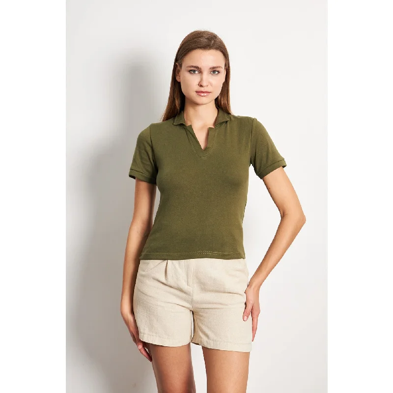 Olive Rib Knit Polo