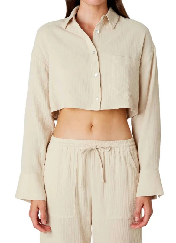 Austin Cropped Guaze Shirt Top In Natural