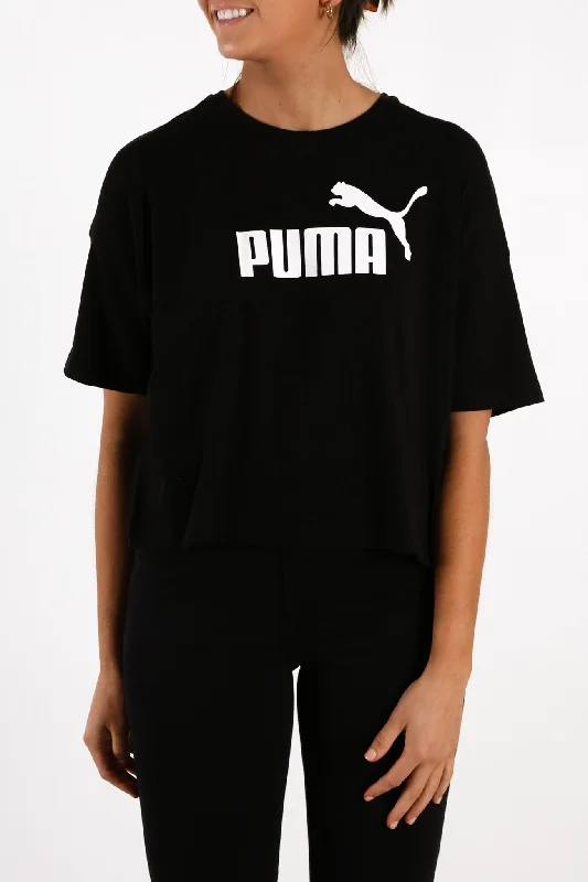 Essentials Cropped Logo Tee Puma Black