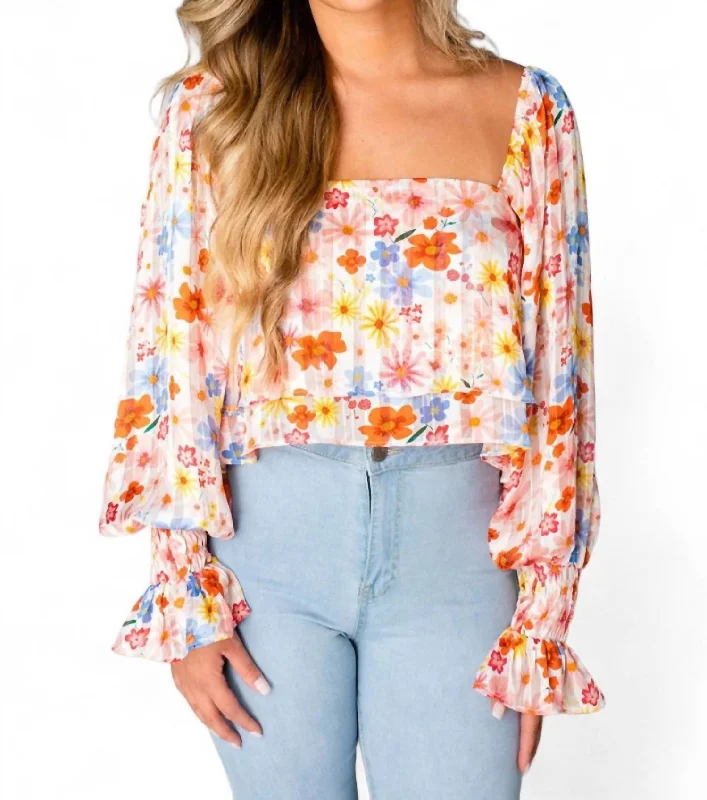 Flora Flowy Cropped Top In Wild Flower