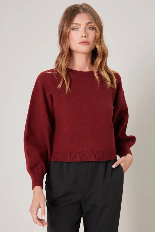 Hot Take Cropped Balloon Sleeve Sweater