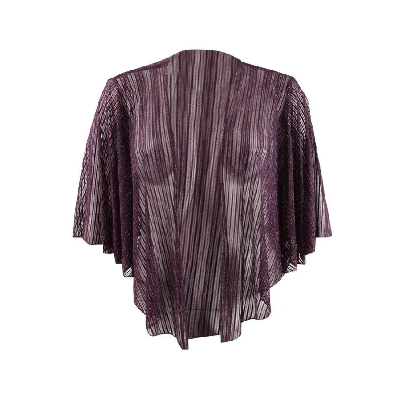 INC International Concepts Women's Cropped Metallic Shrug (OS, Wine)