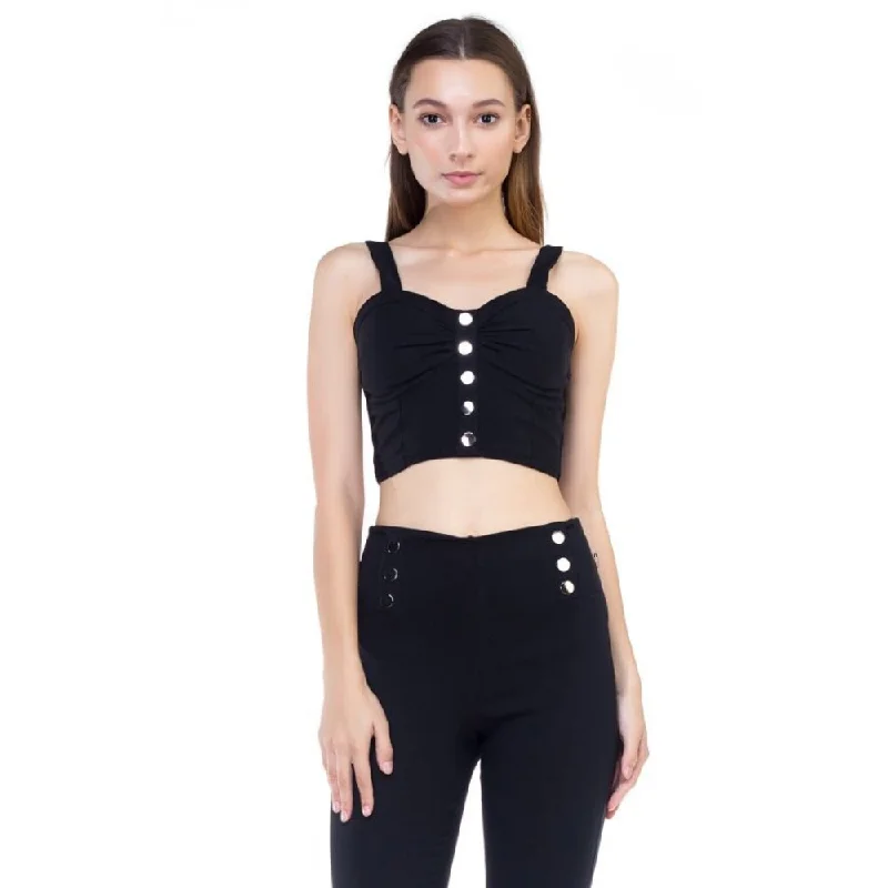 Sweetheart Comfortable and Stretchy Button Down Crop Top