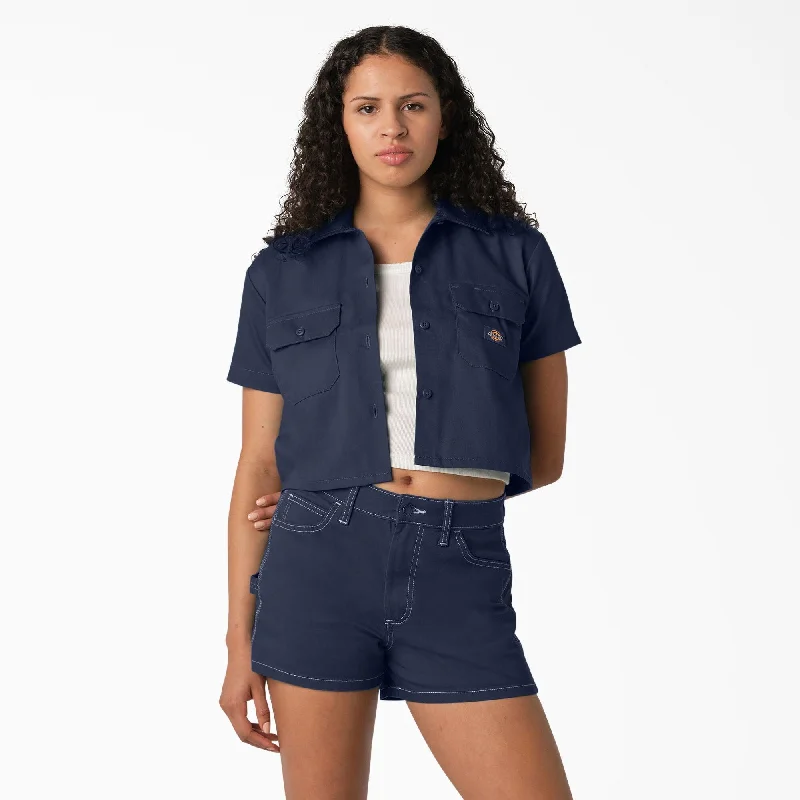 Women's Cropped Work Shirt, Ink Navy