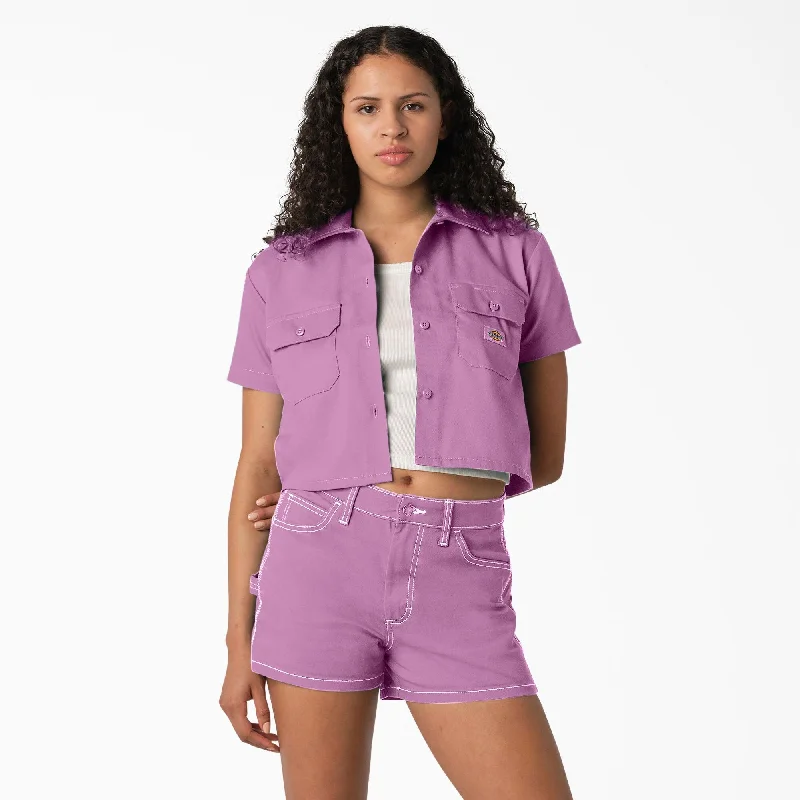 Women's Cropped Work Shirt, Wild Rose