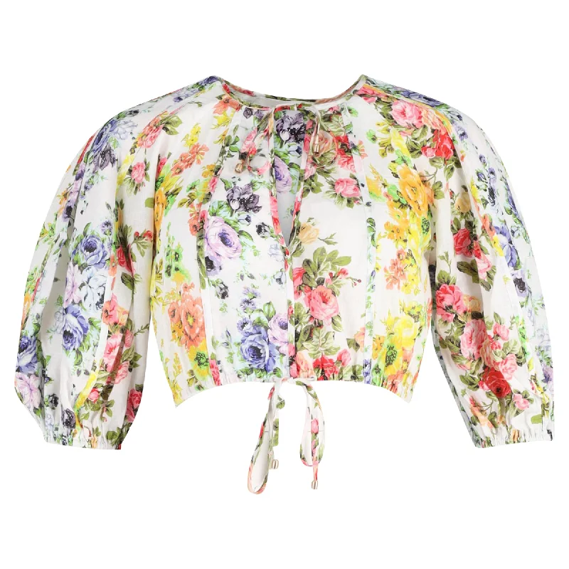 Zimmermann Floral Cropped Top in Multicolor Cotton