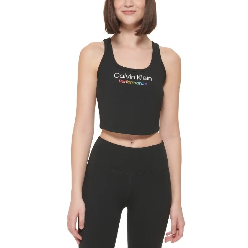 Calvin Klein Women's Pride Logo Crop Top Black Size X-Large