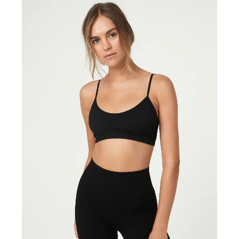 COTTON ON Women's Seamless Tiny Crop Top Black Size Small