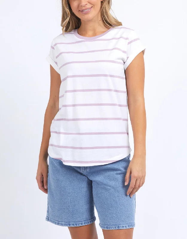 Manly Stripe Tee - White/Orchid Stripe