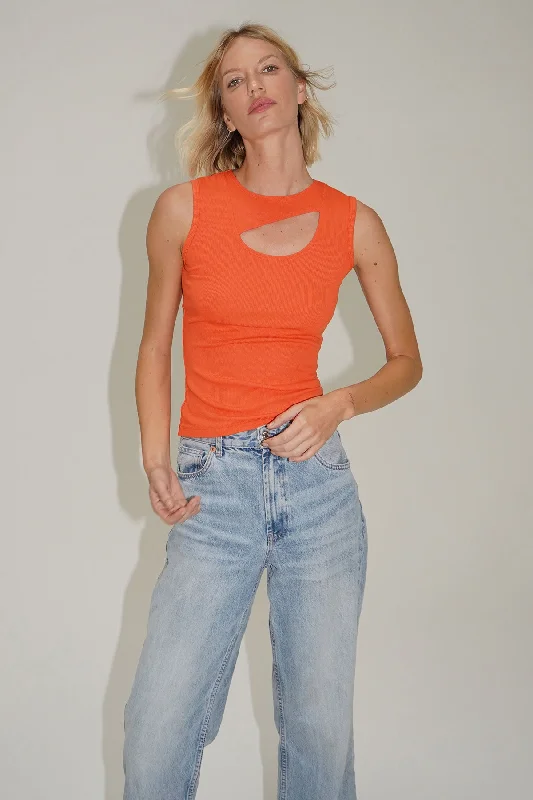 Vicente Ribbed Tank - Summer Coral