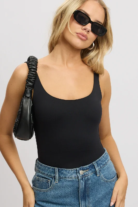 Black Bodysuit Sleeveless Scoop Neck