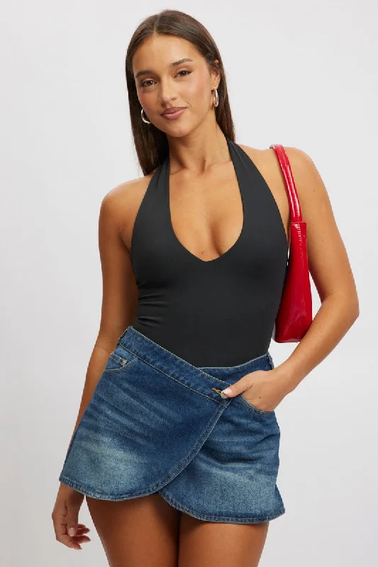 Black Halter Bodysuit Supersoft