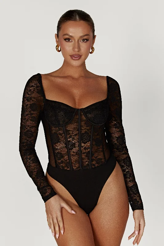 Cheryl Lace Bodysuit - Black