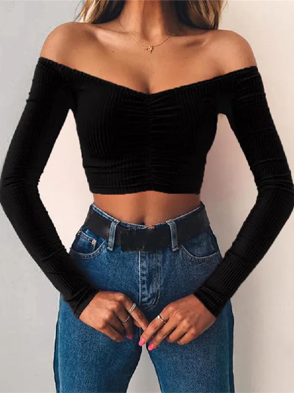 Women off Shoulder Basic Tees