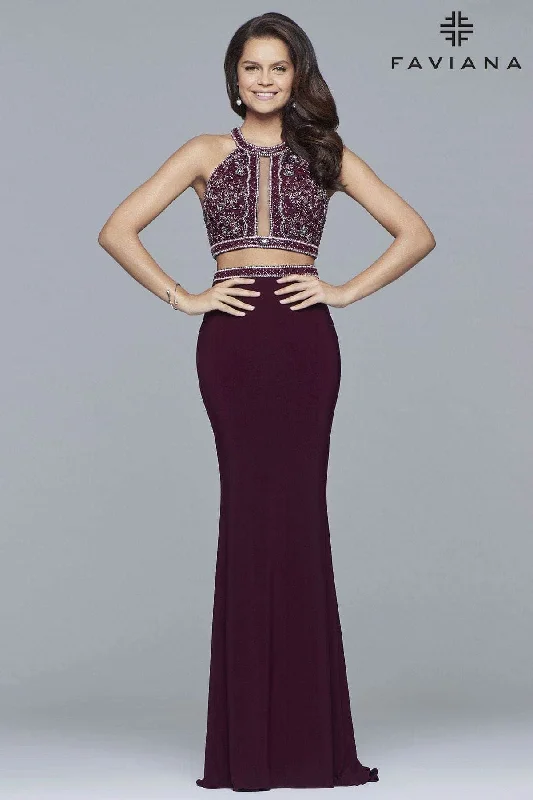 Faviana - 10019 Beaded Top Two-Piece Evening Gown