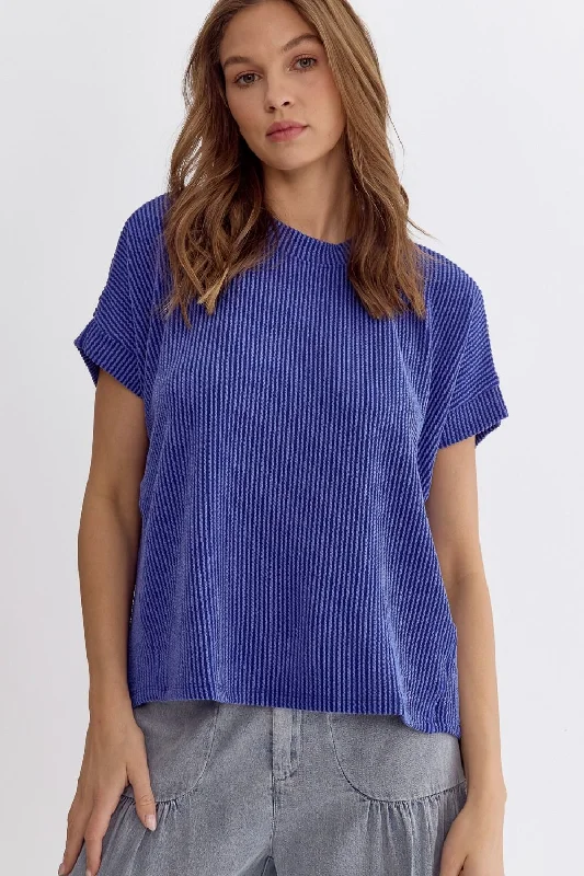 Basic Ribbed Top {Royal Blue}