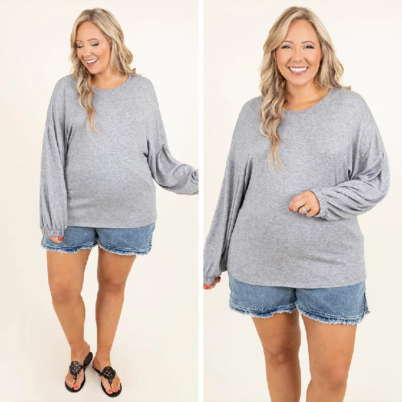 Beautifully Basic Top, Heather Grey