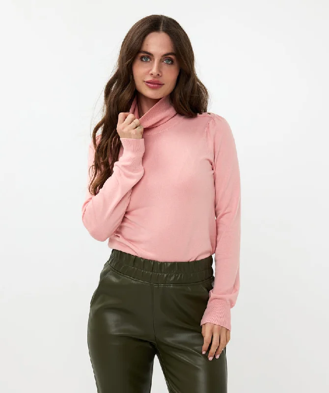 Fancy Shoulder Basic Long Sleeve Turtleneck