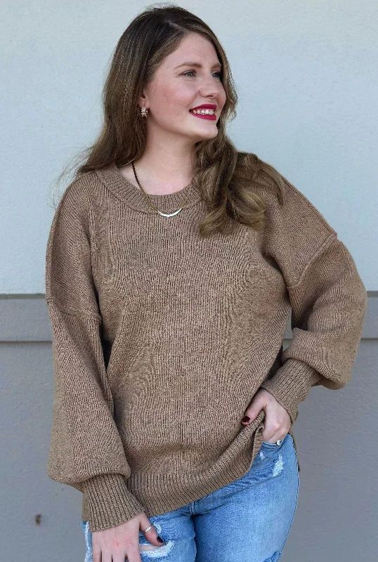 MOCHA BASIC OVERSIZED SWEATER