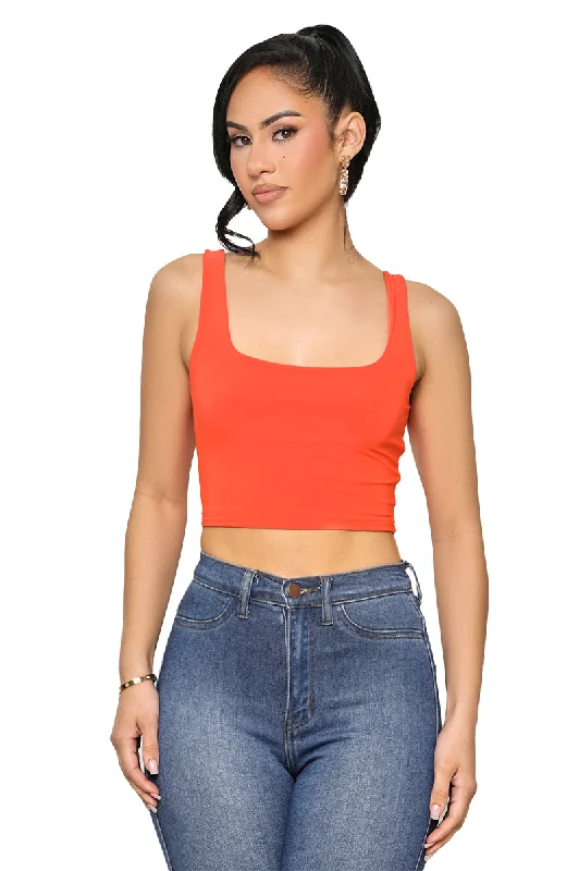 So Basic Crop Tank (Orange)-FINAL SALE