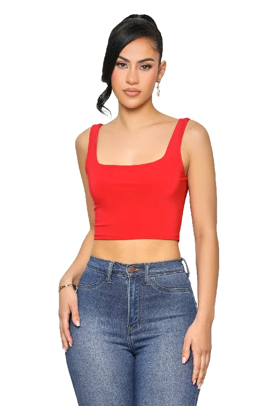 So Basic Crop Tank (Red)-FINAL SALE