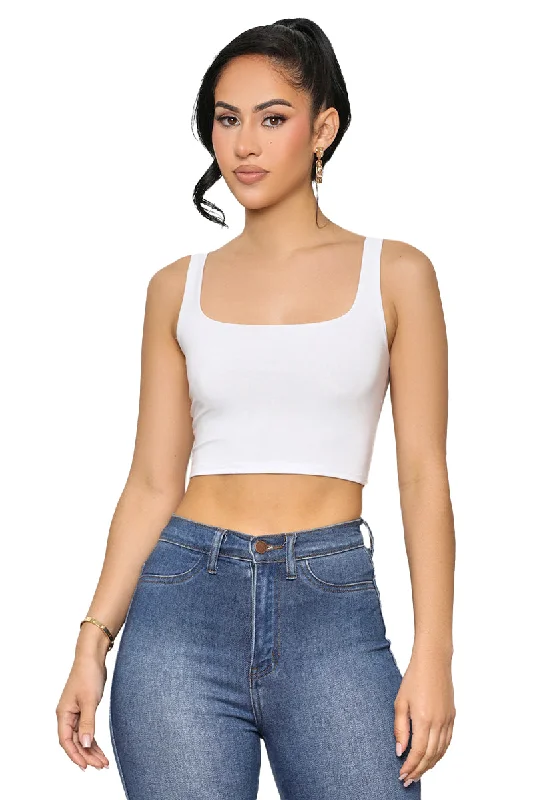 So Basic Crop Tank (White)-FINAL SALE