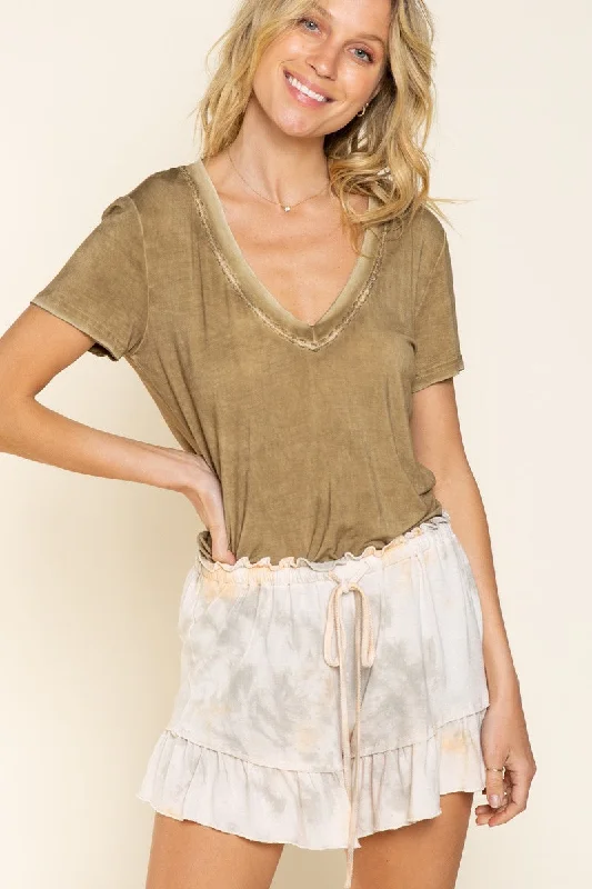 Martini Olive V-Neck Basic Knit Top