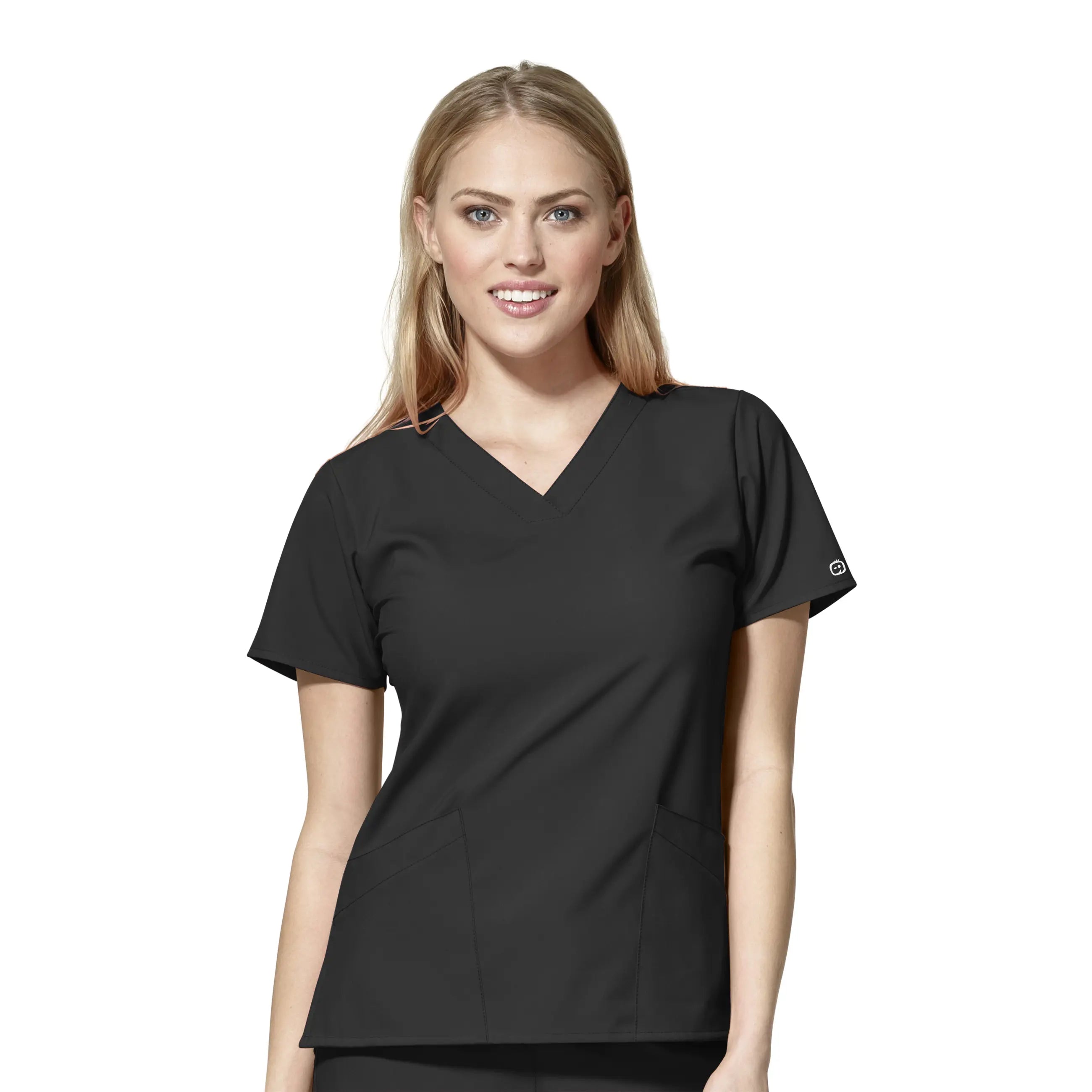 Wink Women's Basic V-Neck Scrub Top - Black