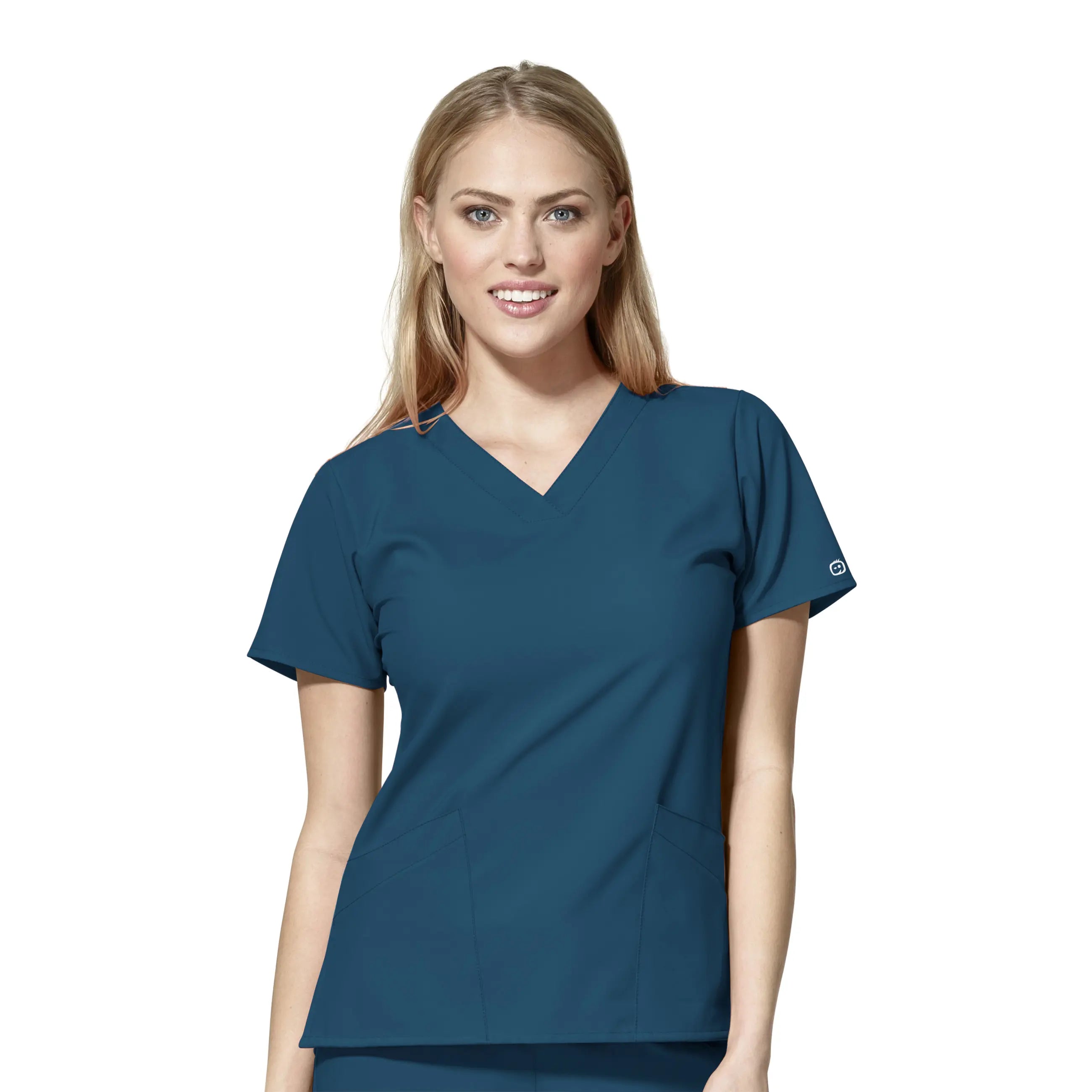 Wink Women's Basic V-Neck Scrub Top - Caribbean Blue