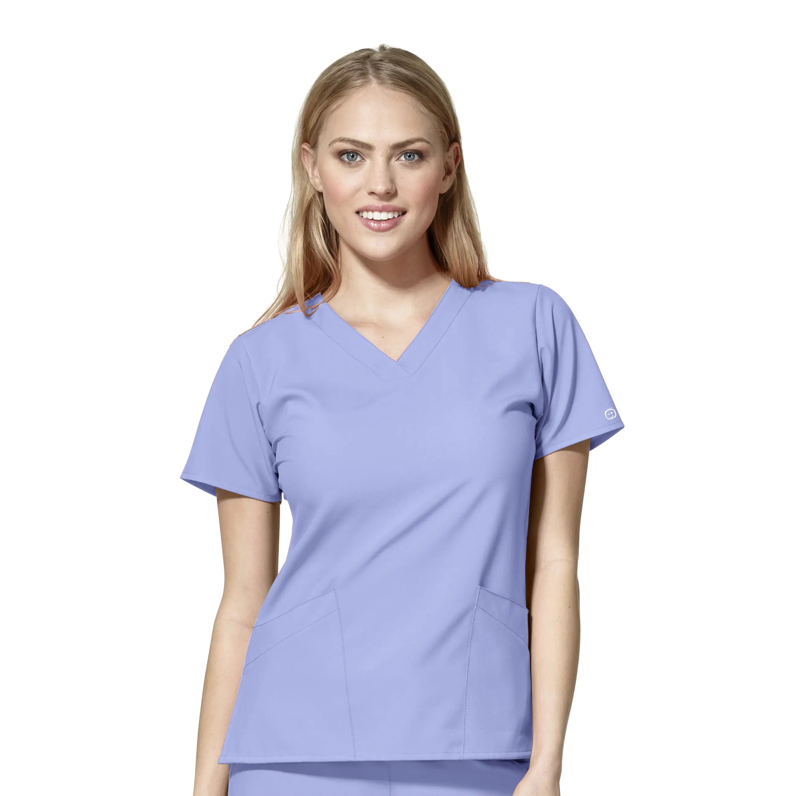 Wink Women's Basic V-Neck Scrub Top - Ceil Blue