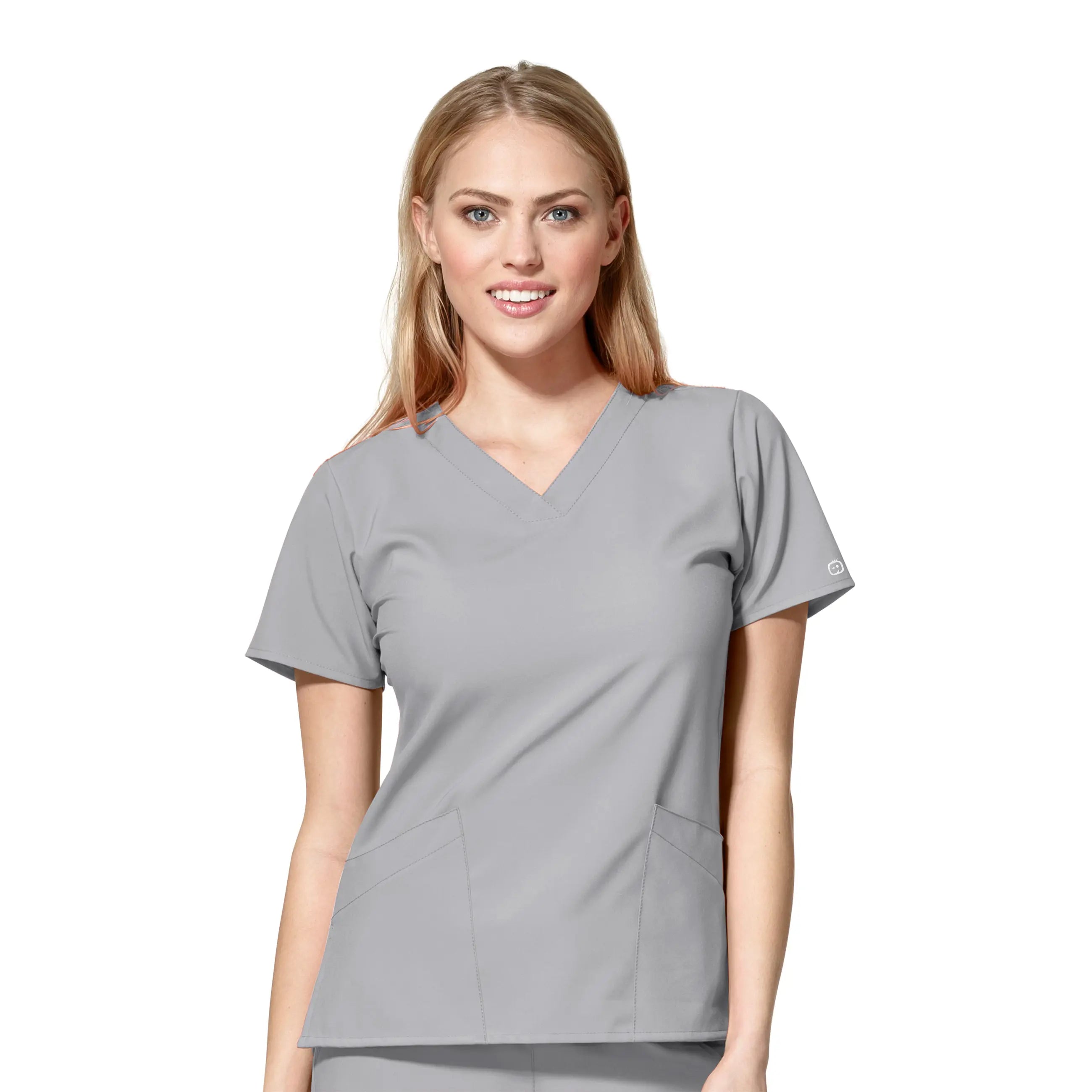 Wink Women's Basic V-Neck Scrub Top - Grey