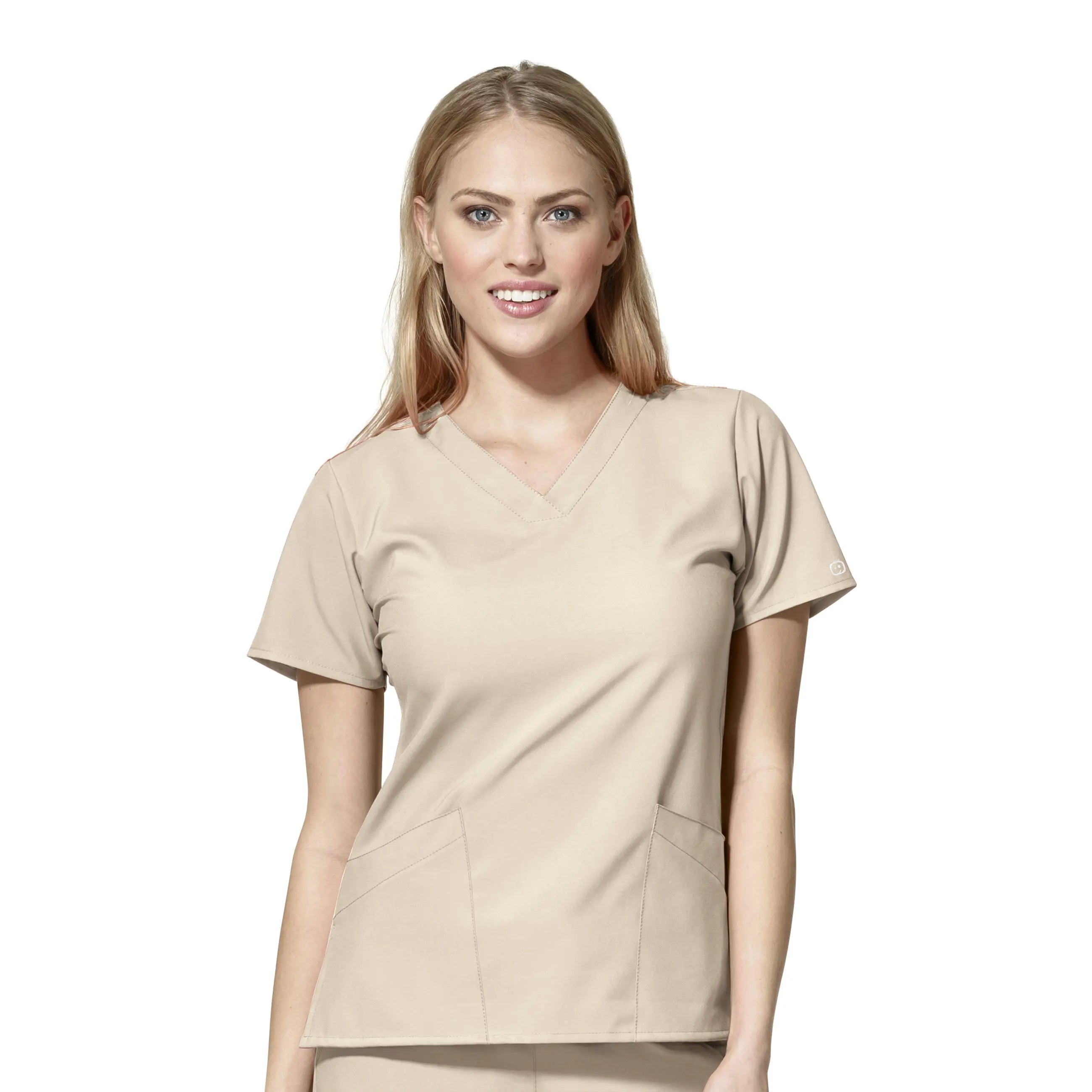 Wink Women's Basic V-Neck Scrub Top - Khaki