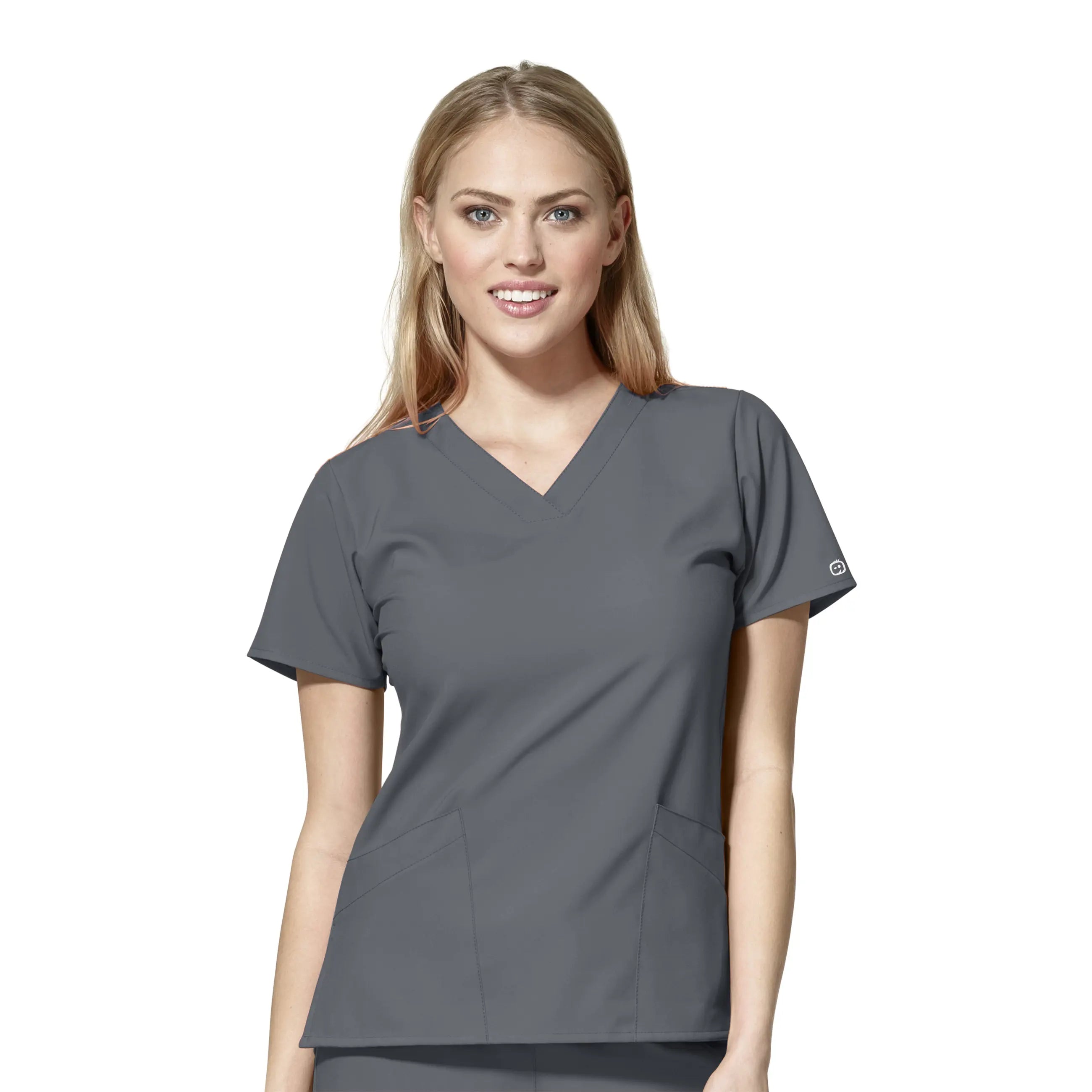 Wink Women's Basic V-Neck Scrub Top - Pewter