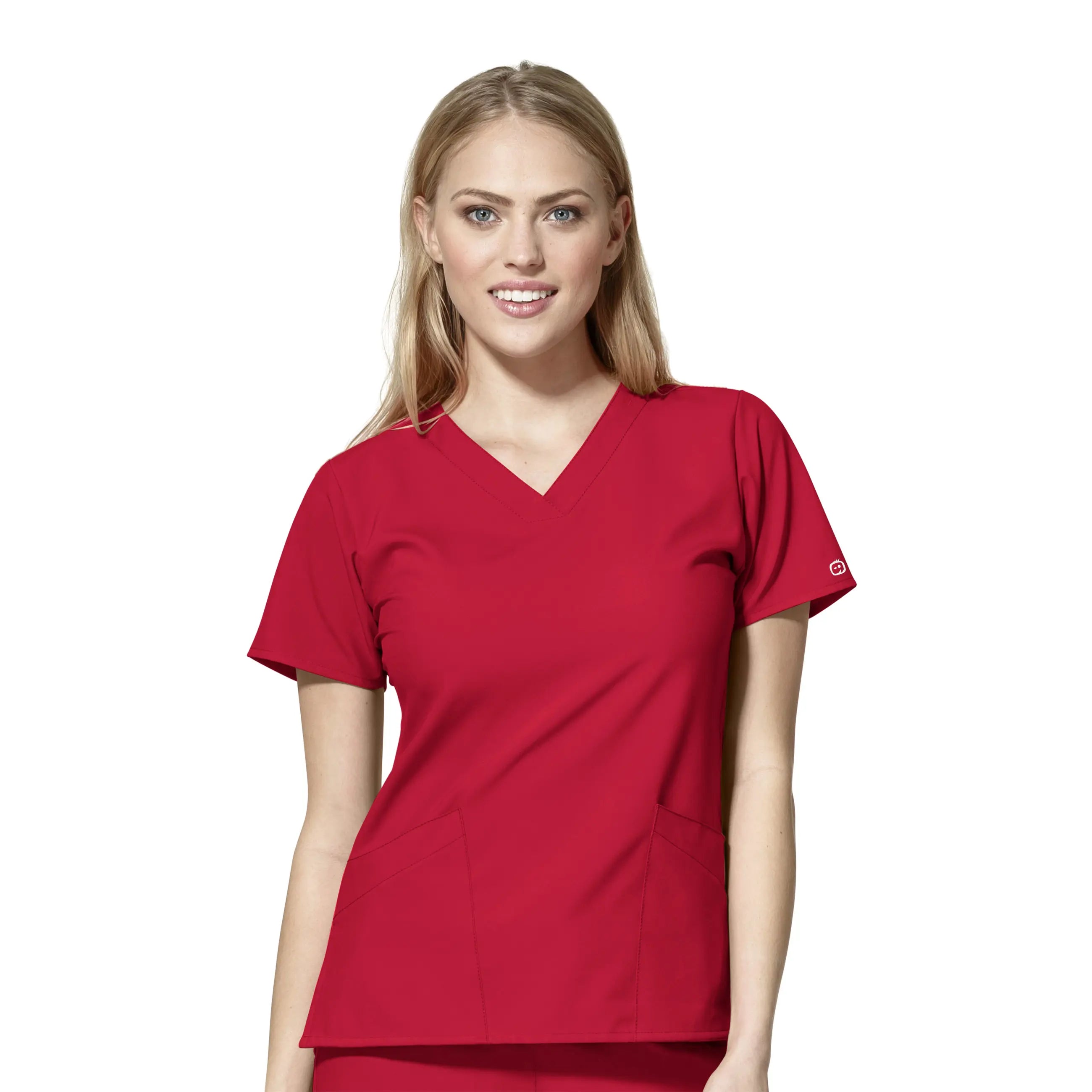 Wink Women's Basic V-Neck Scrub Top - Red