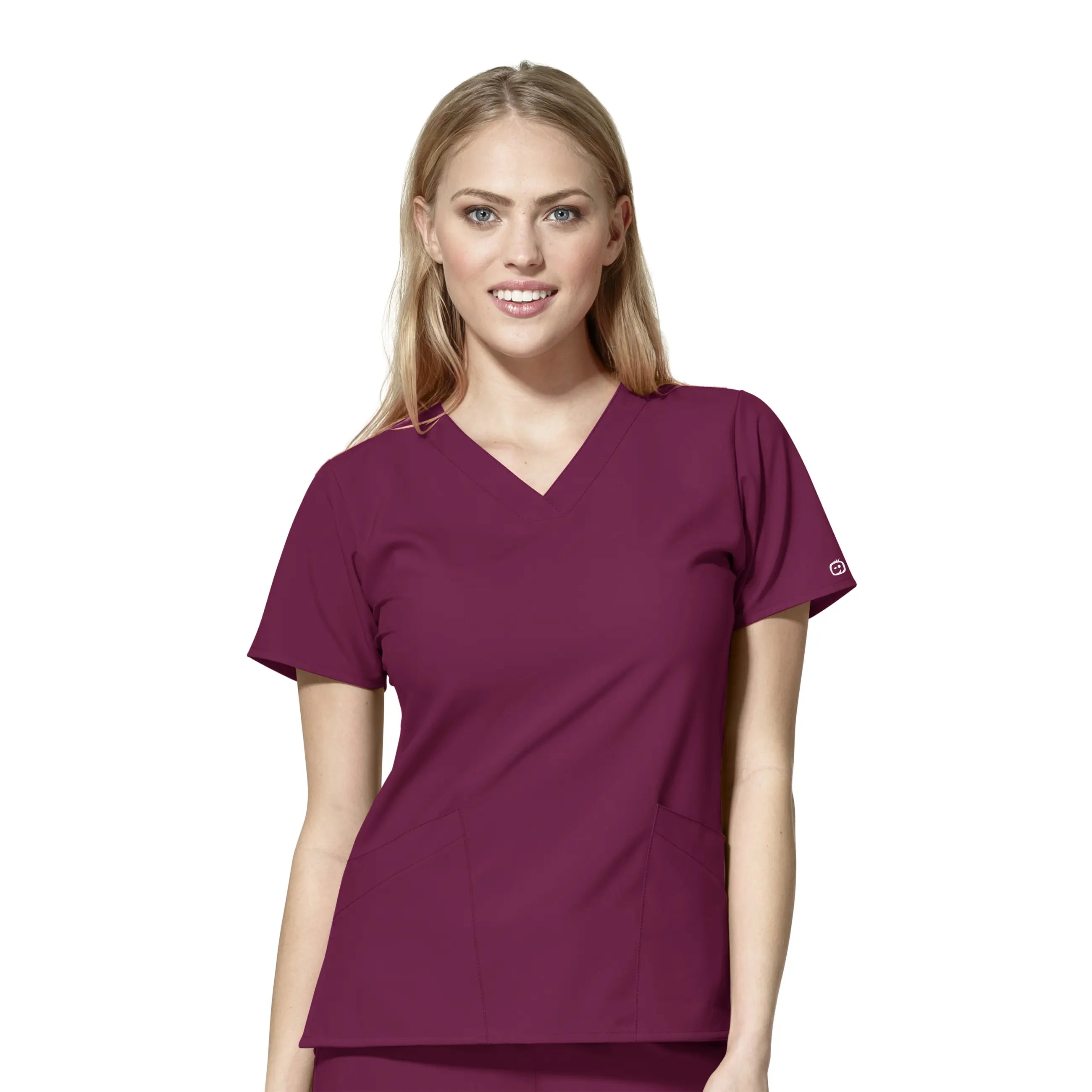 Wink Women's Basic V-Neck Scrub Top - Wine